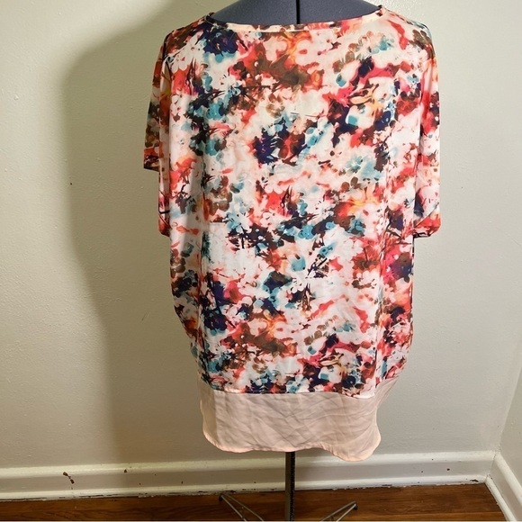 A.n.a. Floral Blouse Pink Blue Rolled Cuff - Picture 7 of 11